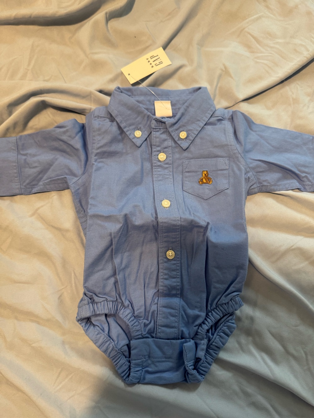 GAP Blue Button-Down Baby One-Piece Shirt